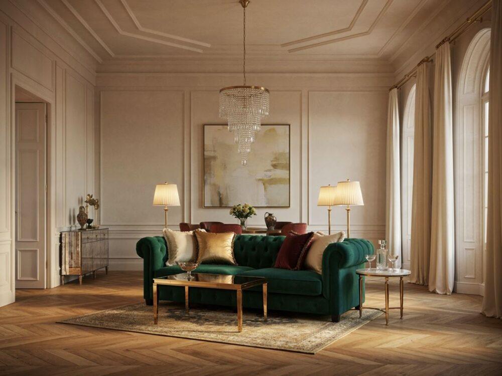 Elegancki salon w stylu glamour