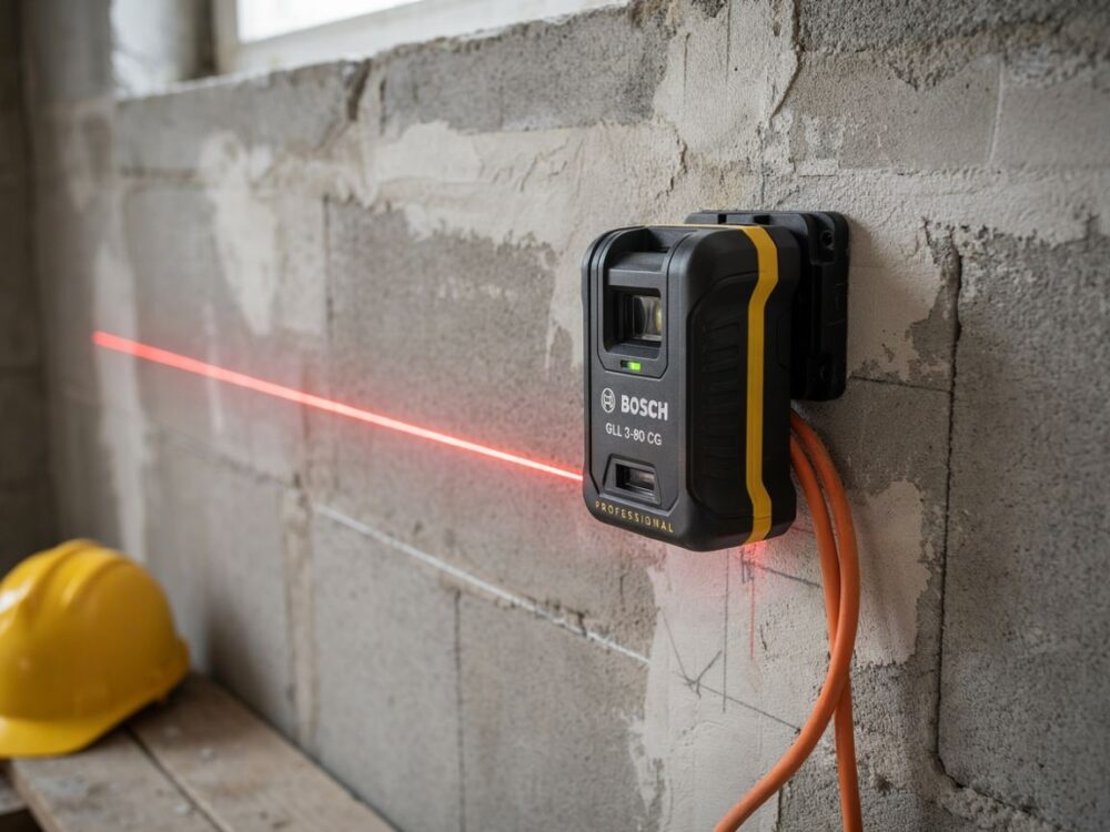 poziomica laserowa w użyciu